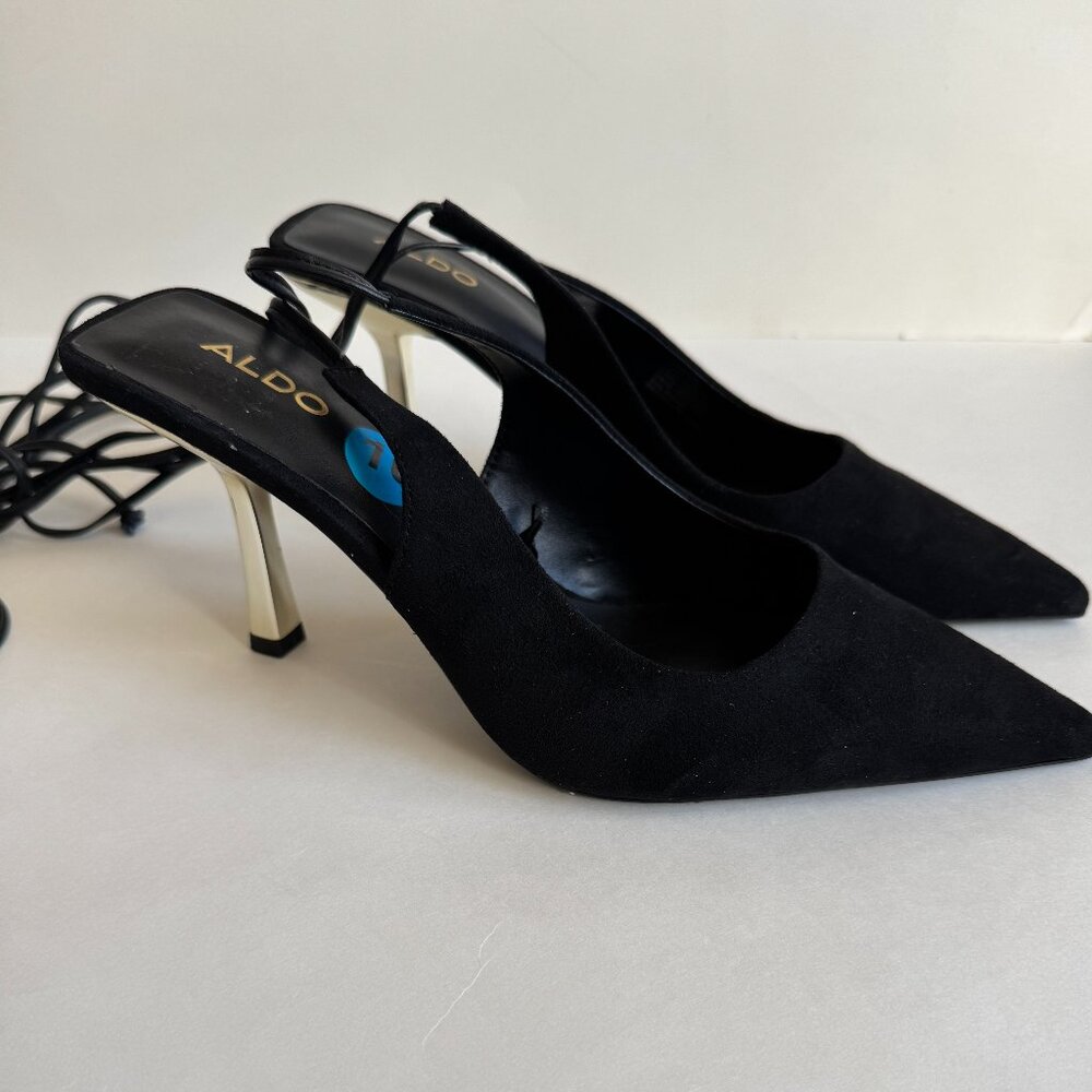 Womens Aldo Brooklyne Gladiator Style Strappy Velvet Mirrored Heels Black 10